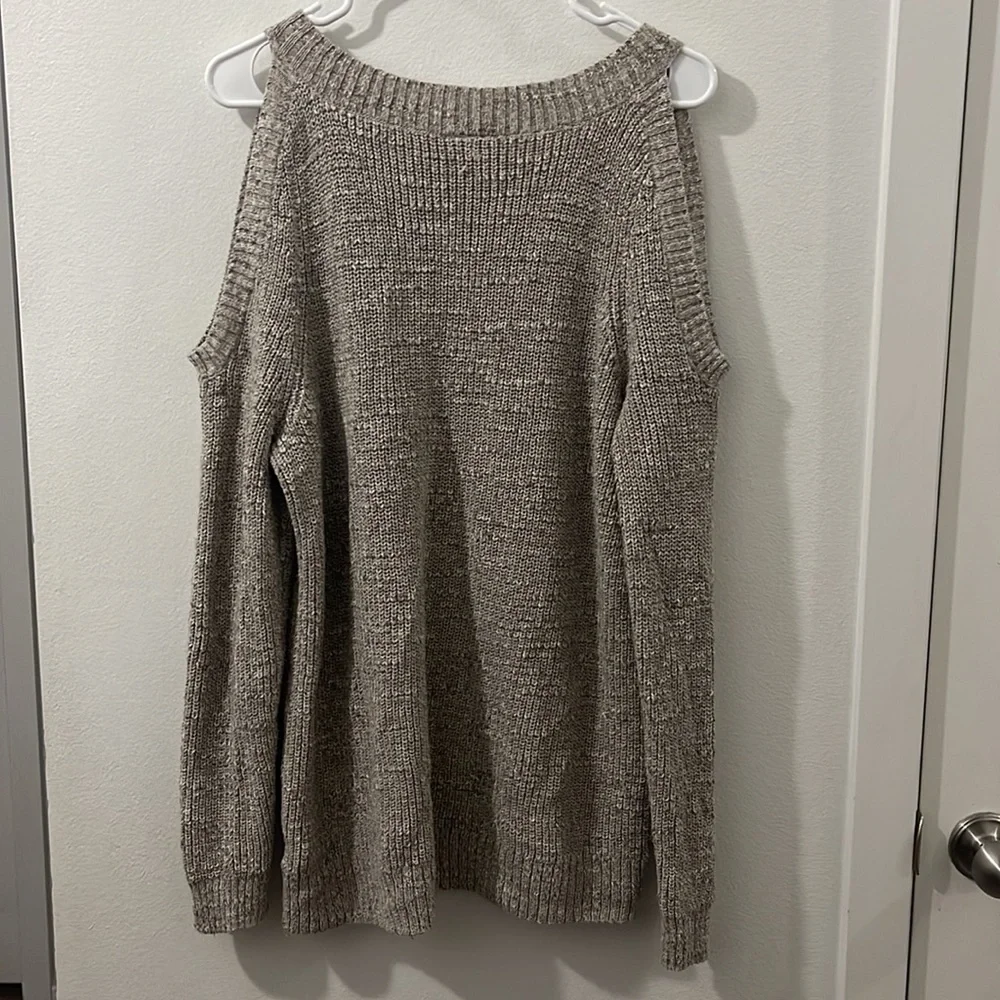 Cream Open Shoulder Torrid Pullover Sweater - Picture 5 of 5
